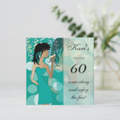 Invitation Fête des 60 ans Fille | Bleu sarcelle (Debout devant)