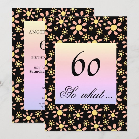 Invitation Fête des 60 ans Fleurs pour Elle (Devant / Derrière)
