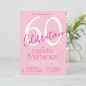 Invitation Fête des 60 ans Rose Fête d'anniversaire 60 ans (Debout devant)