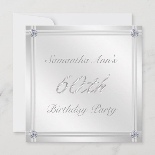 Invitation Fête des 60e anniversaire de l'effet d'argent et d (Devant)