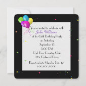 Invitation Fête des 65 ans avec bouquet de ballons (Dos)