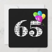 Invitation Fête des 65 ans avec bouquet de ballons (Devant)