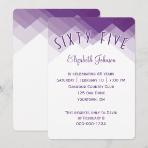 Invitation Fête des 65 ans bordure violette et blanche