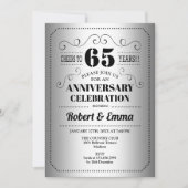 Invitation Fête des 65 ans de mariage - Argent Noir (Devant)