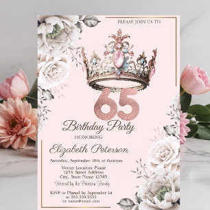 Invitation Fête des 65 ans de Princess Crown Floral