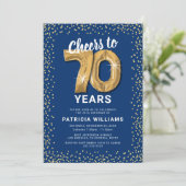 Invitation Fête des 70 ans Bleu Or (Debout devant)
