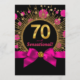 Invitation Fête des 70 ans d'une femme Fuchsia et Or