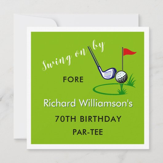 Invitation Fête des 70 ans Homme Thème Golf (Devant)