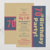 Invitation Fête des 70 ans rouge, Brown et gris (Devant / Derrière)