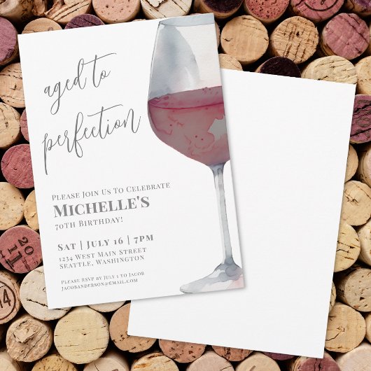 Invitation Fête des 70 ans Wine Simple