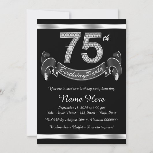 Invitation Fête des 75 ans Argent (Devant)