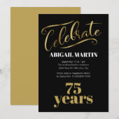 Invitation Fête des 75 ans Black Gold White (Devant / Derrière)