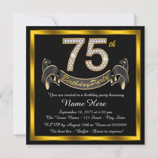 Invitation Fête des 75 ans de diamant d'or (Devant)