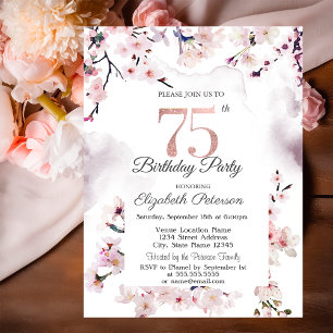 Invitation Fête des 75 ans sous les cerisiers en fleurs
