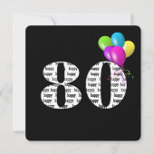 Invitation Fête des 80 ans avec bouquet de ballons (Devant)