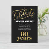 Invitation Fête des 80 ans Black Gold White (Debout devant)
