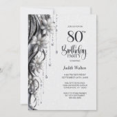 Invitation Fête des 80 ans Fleurs et Diamants (Devant)