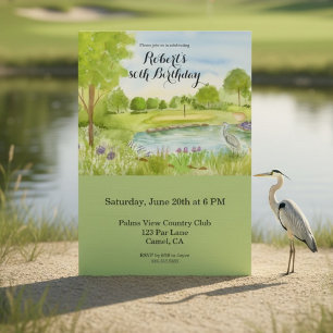 Invitation Fête des 80 ans sur un parcours de golf tropical
