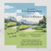 Invitation Fête des 80 ans thème golf masculin   (Devant / Derrière)