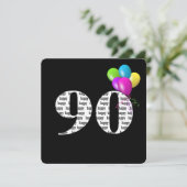 Invitation Fête des 90 ans avec bouquet de ballons (Debout devant)