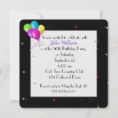 Invitation Fête des 90 ans avec bouquet de ballons (Dos)