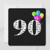 Invitation Fête des 90 ans avec bouquet de ballons (Devant)