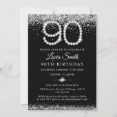 Invitation Fête des 90 ans Elegant Silver Diamonds (Devant)
