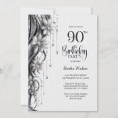 Invitation Fête des 90 ans Fleurs et Diamants (Devant)