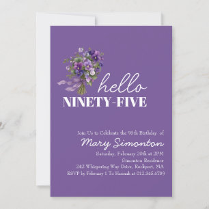 Invitation Fête des 95 ans Bouquet Floral Violet