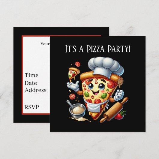 Invitation Fête des amateurs de pizza cool (Devant / Derrière)