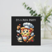 Invitation Fête des amateurs de pizza cool (Debout devant)