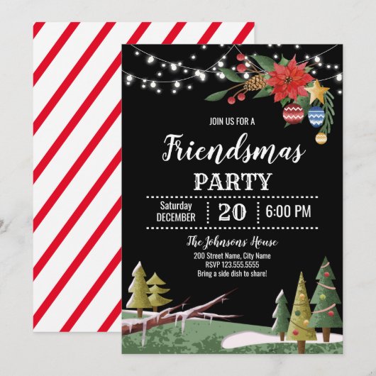 Invitation Fête des "amis" de Noël (Devant / Derrière)
