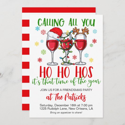 Invitation Fête des amis de Noël (Devant / Derrière)