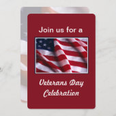 Invitation Fête des anciens combattants, drapeau rouge (Devant / Derrière)