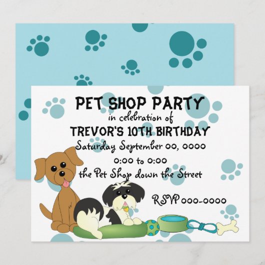 Invitation Fête des animaux (Devant / Derrière)