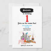 Invitation Fête des animaux - Animaux à la fête d'anniversair (Devant)