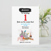 Invitation Fête des animaux - Animaux à la fête d'anniversair (Debout devant)