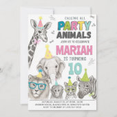 Invitation Fête des animaux | Anniversaire des animaux sauvag (Devant)