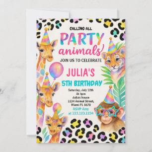 Invitation Fête des animaux de la jungle pour les enfants