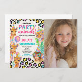 Invitation Fête des animaux de la jungle pour les enfants (Devant / Derrière)