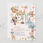 Invitation Fête des animaux de safari Wild one anniversaire d (Devant)