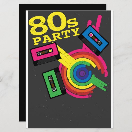 Invitation Fête des années 80 (Devant / Derrière)