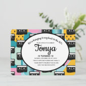 Invitation Fête des années 80 90 Rose Collage Cassette Rétros (Debout devant)