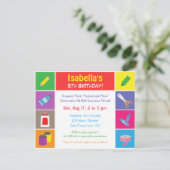 Invitation Fête des Anniversaires de enfants à thème Arts et (Debout devant)