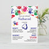 Invitation Fête des Anniversaires de enfants avec empreintes  (Debout devant)