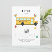 Invitation Fête des Anniversaires de enfants de bus de l'écol (Debout devant)