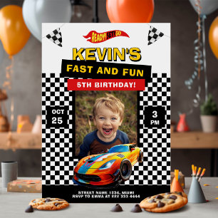 Invitation Fête des Anniversaires de enfants de voitures de c