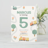 Invitation Fête des Anniversaires de enfants du train Travel (Debout devant)