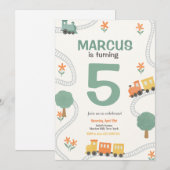 Invitation Fête des Anniversaires de enfants du train Travel (Devant / Derrière)