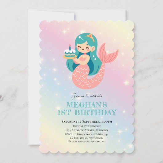 Invitation Fête des anniversaires de enfants sous la mer (Devant)